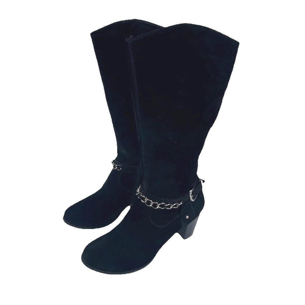 Black‎ Velvet Knee High Boots Indie Sleaze Whimsigoth Fairy Grunge Womens 9.5 W
